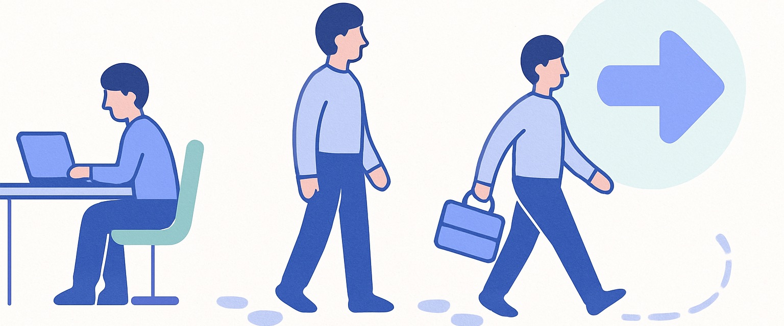 座って働き、立ち上がり、鞄を持って歩く。運動ではない、ふだんの動き