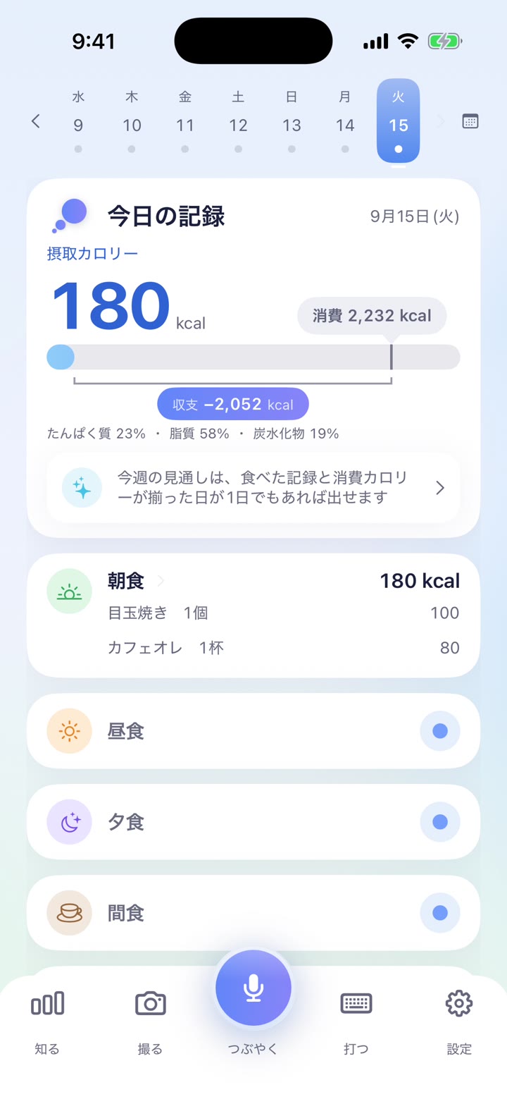 朝食と昼食に記録が入った一覧